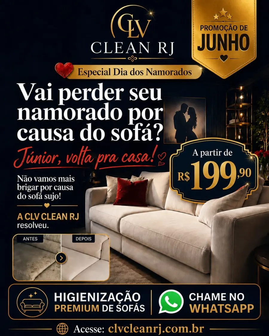 Promoção de Junho CLV CLEAN RJ — Higienização Premium de Sofás